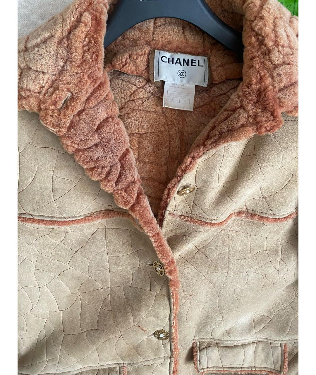 CHANEL Бежевая шерстяная дубленка, фото 6