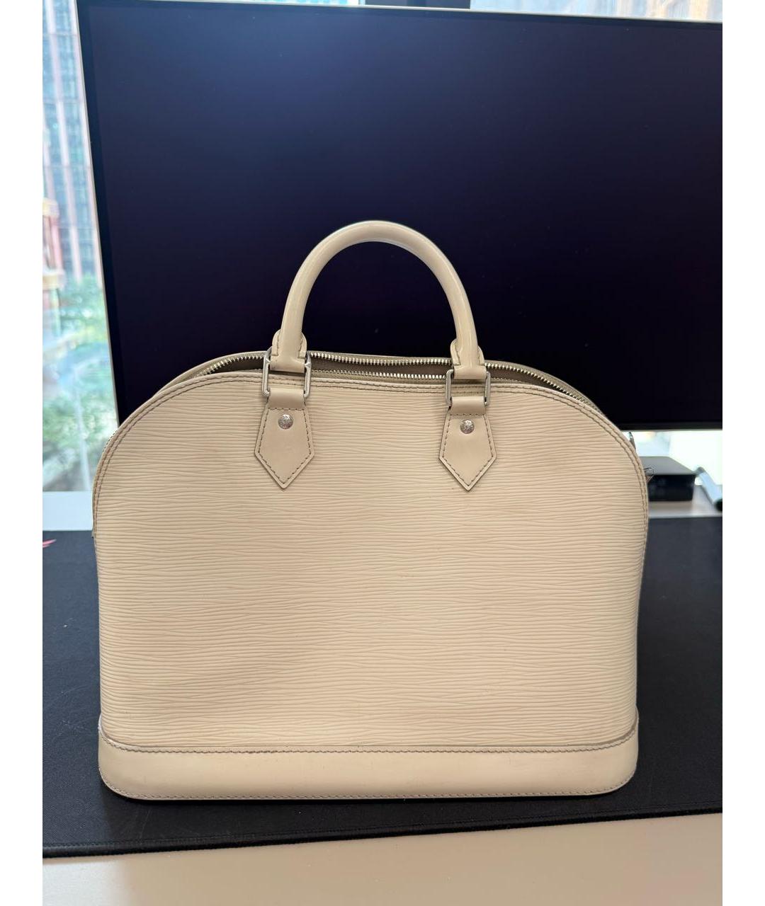 LOUIS VUITTON Белая кожаная сумка с короткими ручками, фото 8