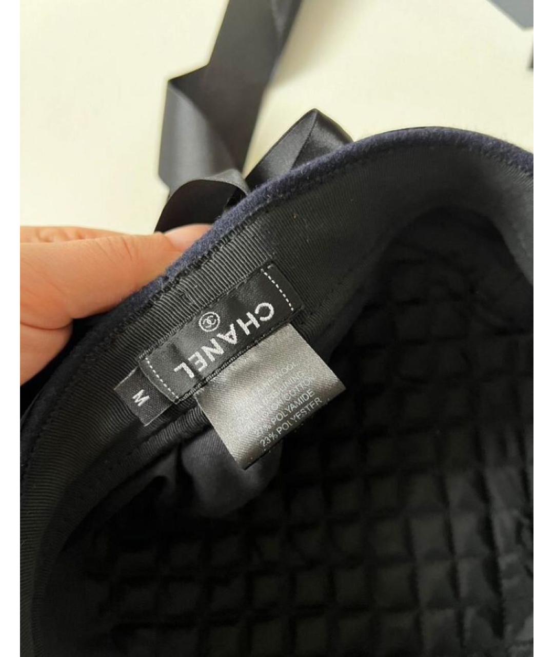 CHANEL Темно-синяя шерстяная кепка, фото 8