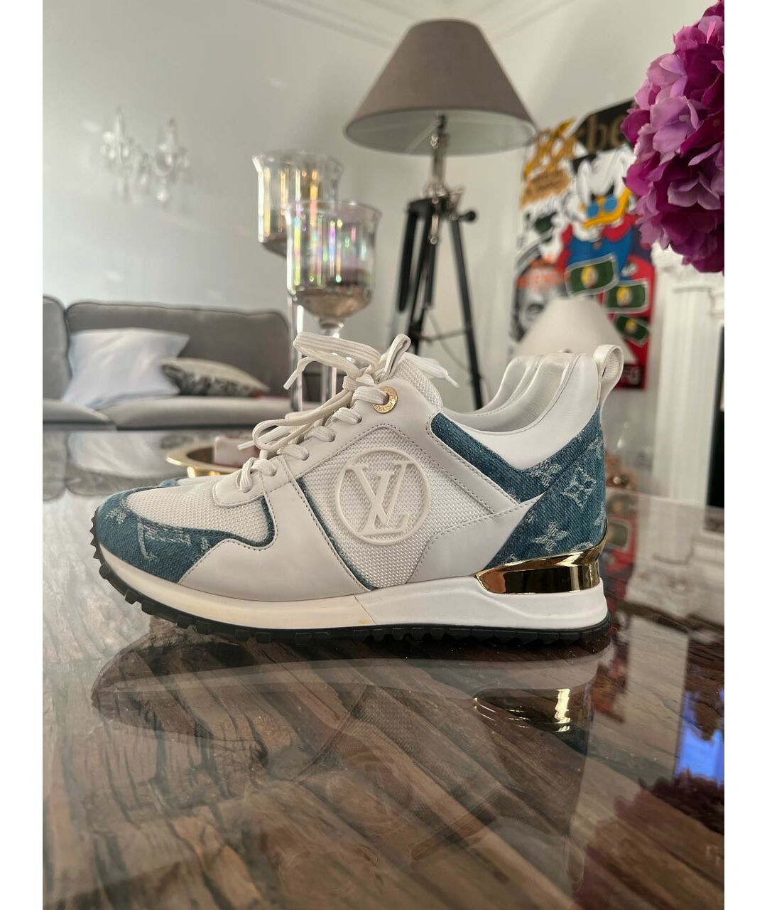 LOUIS VUITTON Белые кожаные кроссовки, фото 9