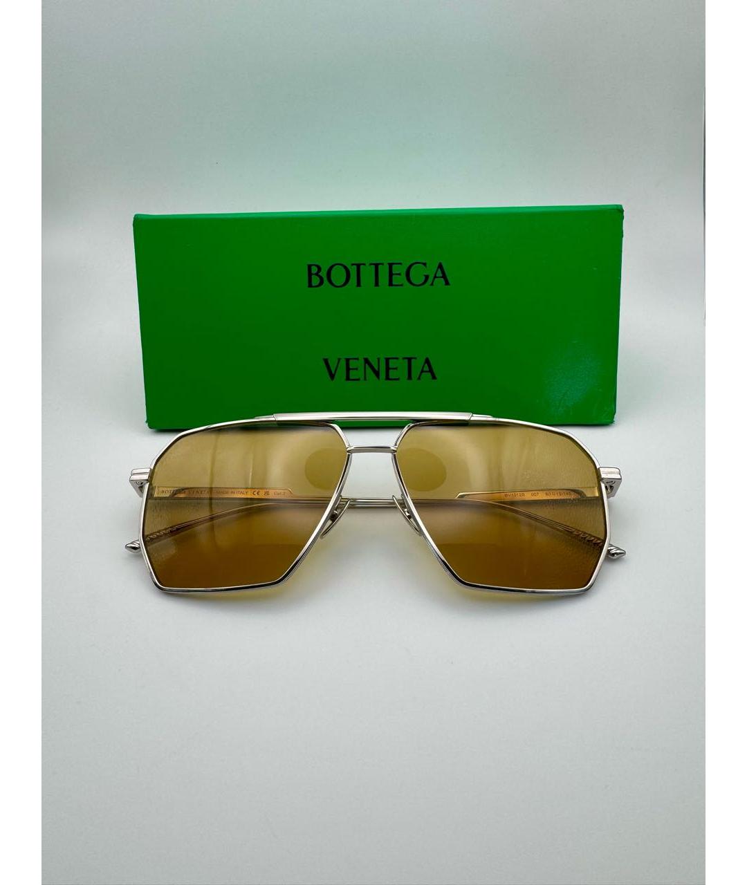 BOTTEGA VENETA Серебряные металлические солнцезащитные очки, фото 4