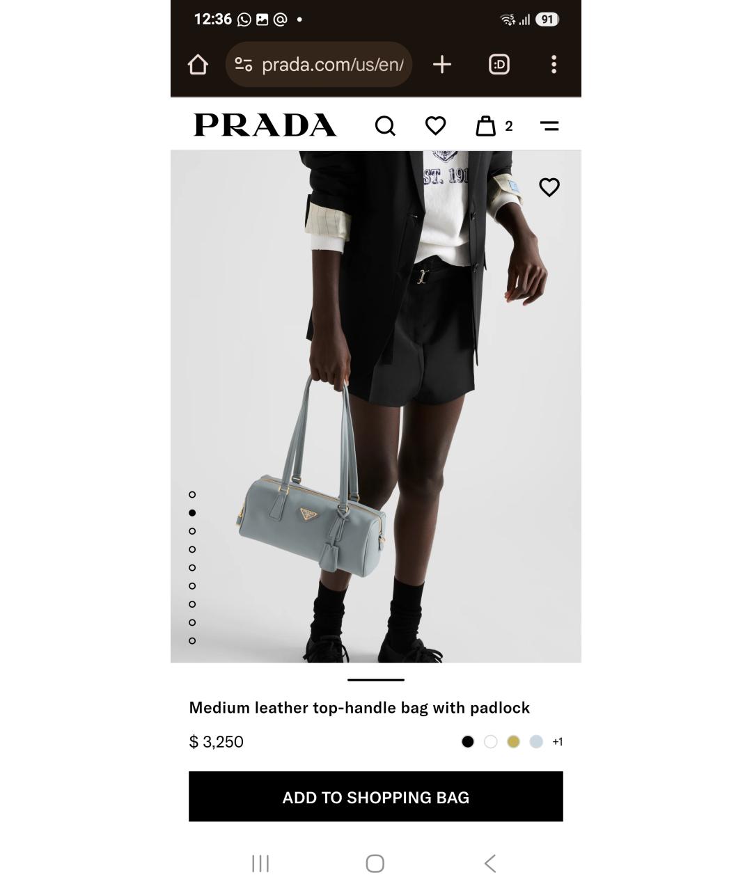 PRADA Голубая кожаная сумка через плечо, фото 3