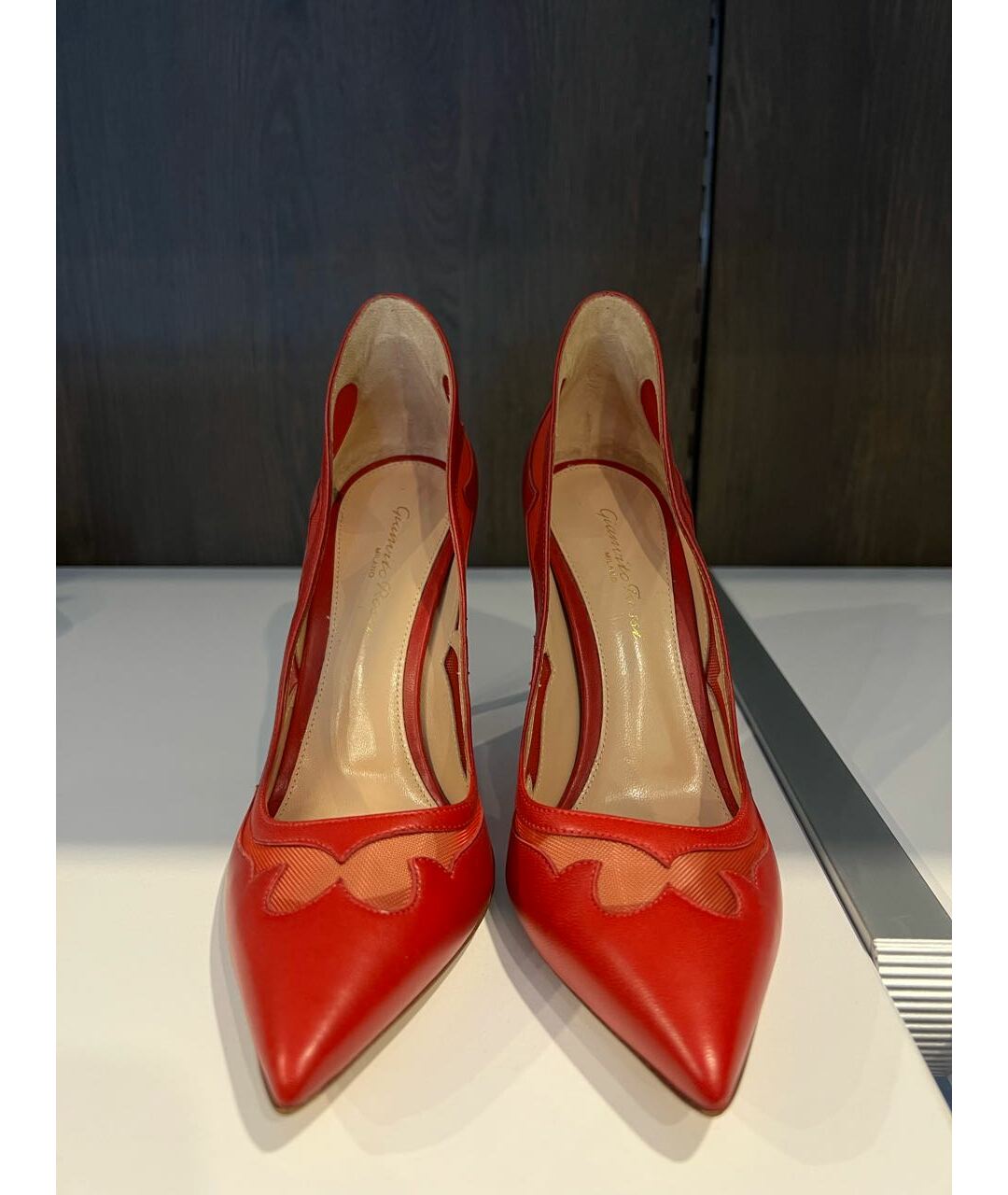 GIANVITO ROSSI Красные кожаные туфли, фото 2