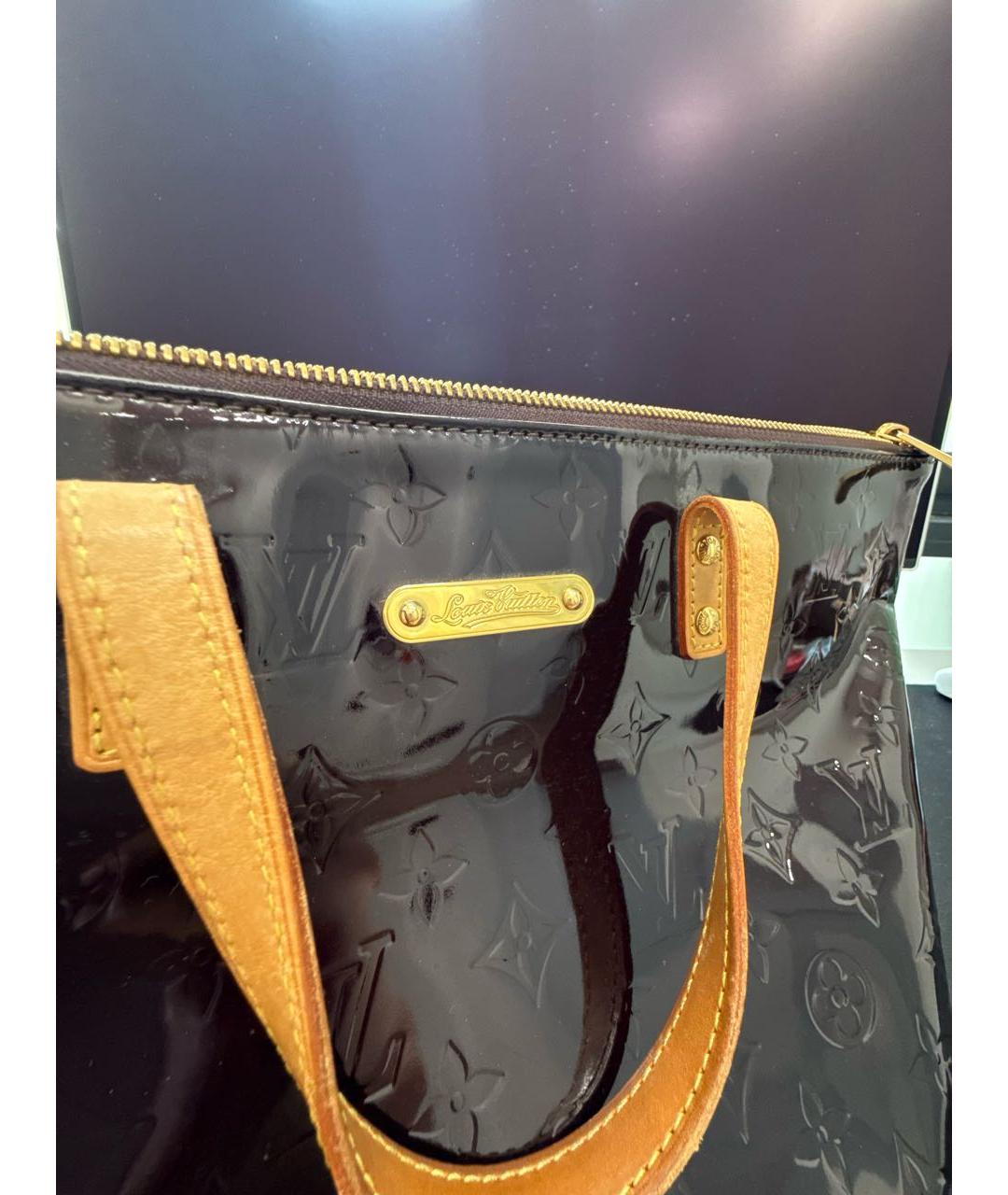 LOUIS VUITTON Бордовая сумка с короткими ручками из лакированной кожи, фото 5