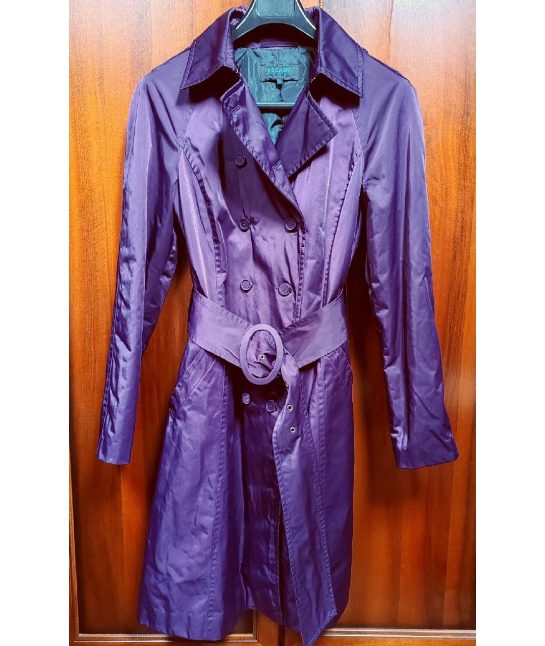 ESCADA Фиолетовый полиэстеровый тренч/плащ, фото 9