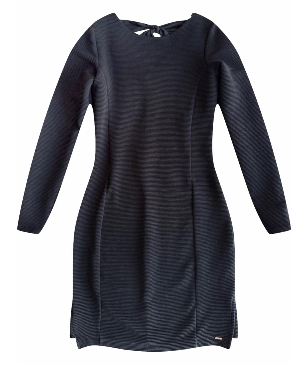 HUGO BOSS Черное хлопко-эластановое повседневное платье, фото 1