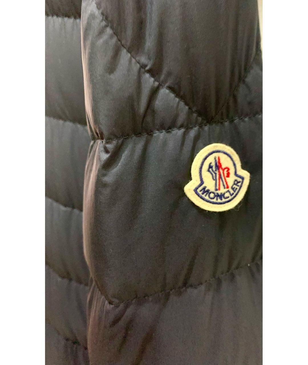 MONCLER Темно-синий полиэстеровый пуховик, фото 3