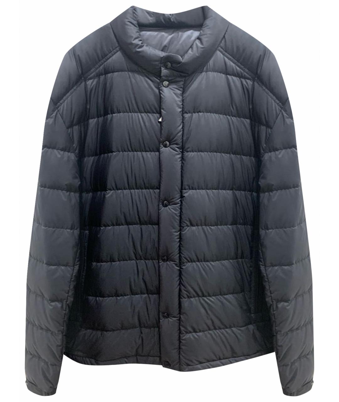 MONCLER Темно-синий полиэстеровый пуховик, фото 1