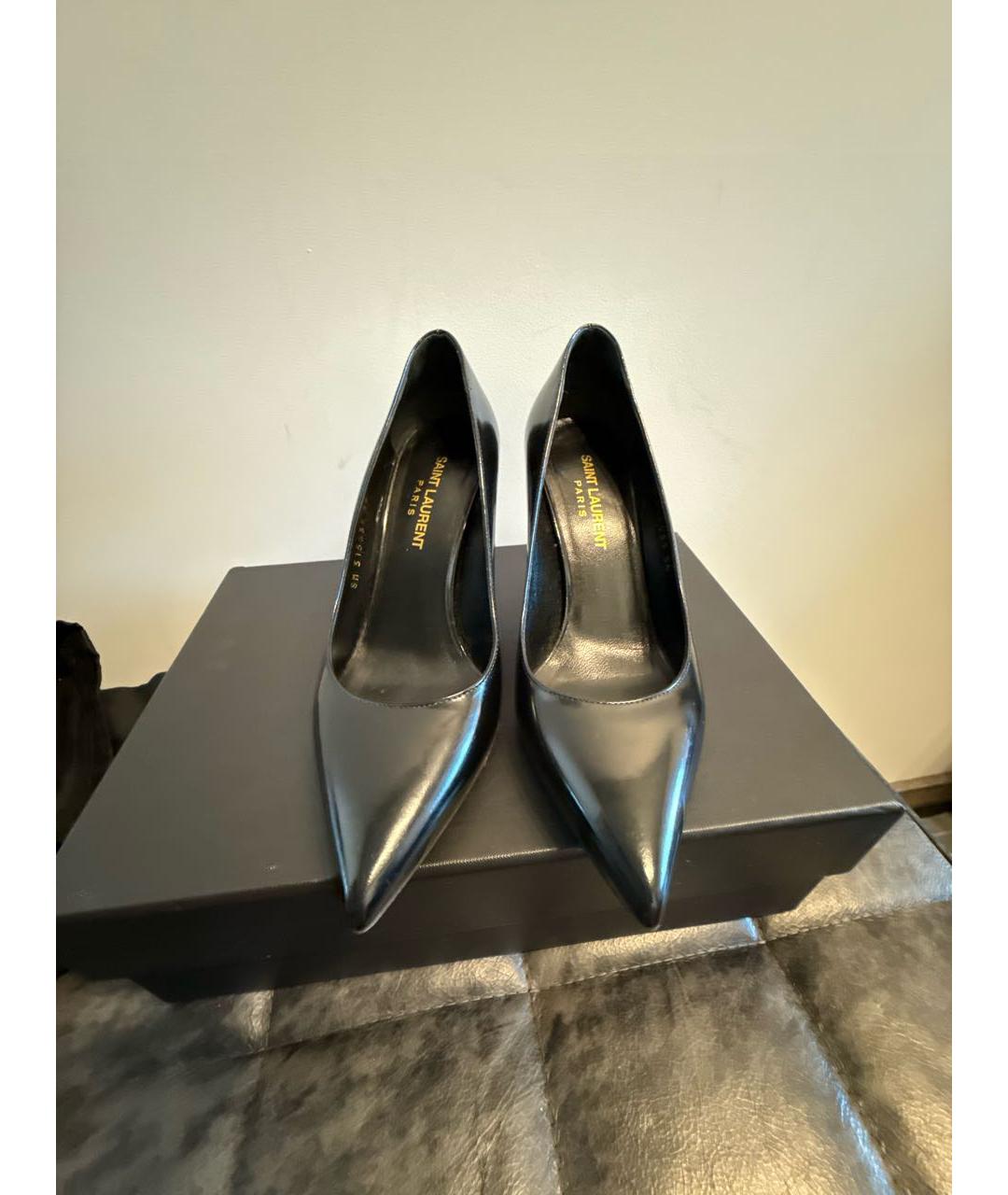 SAINT LAURENT Черные кожаные туфли, фото 2