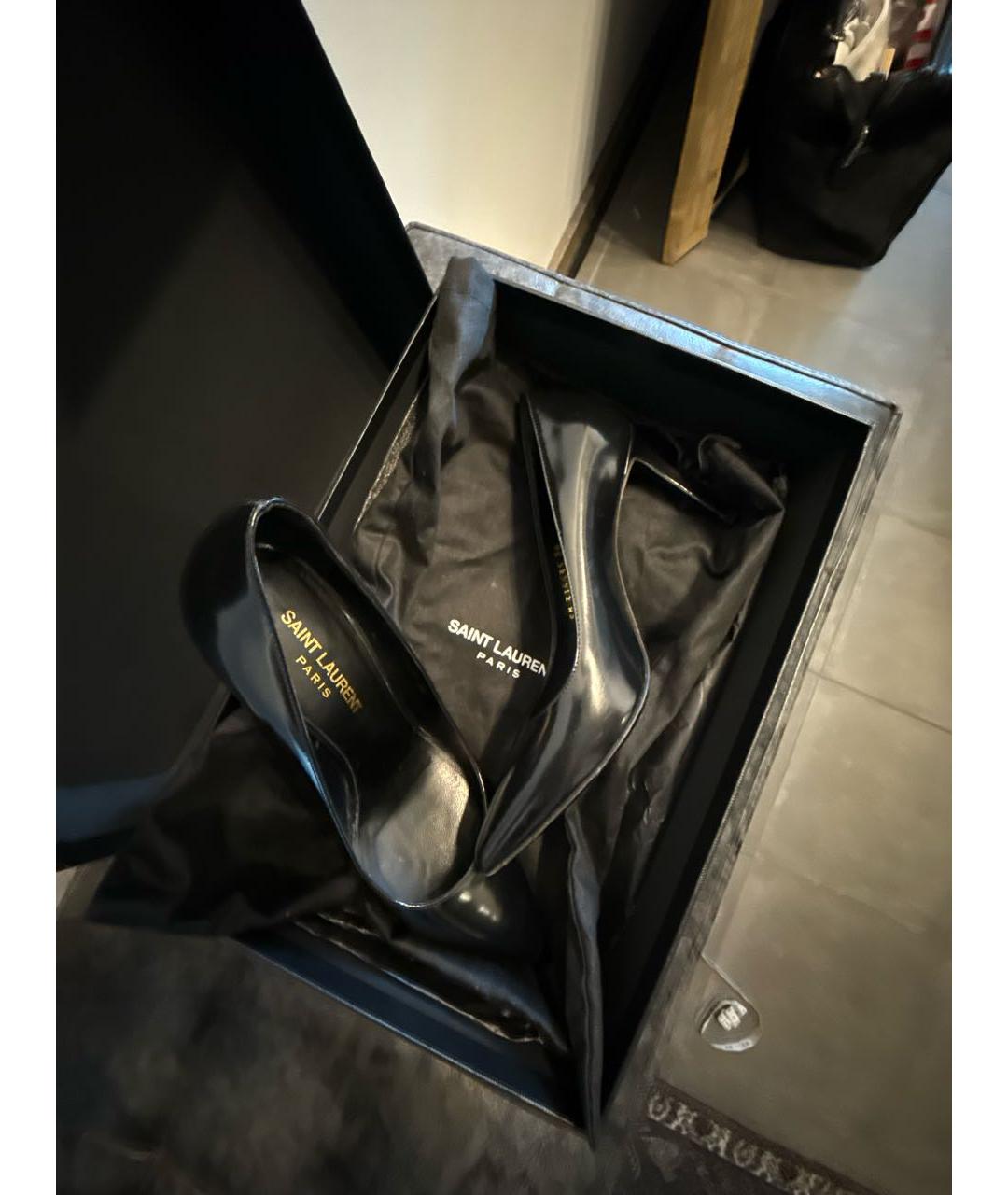 SAINT LAURENT Черные кожаные туфли, фото 6