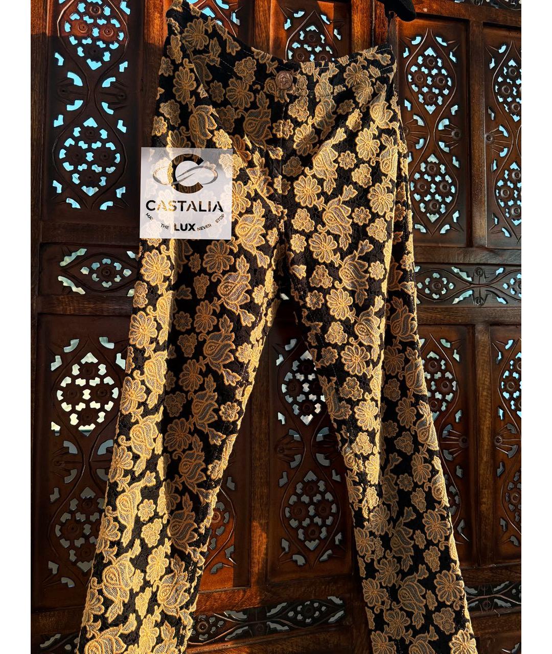 CHANEL Золотые хлопковые прямые брюки, фото 6