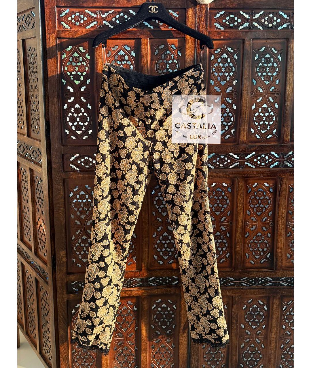 CHANEL Золотые хлопковые прямые брюки, фото 3