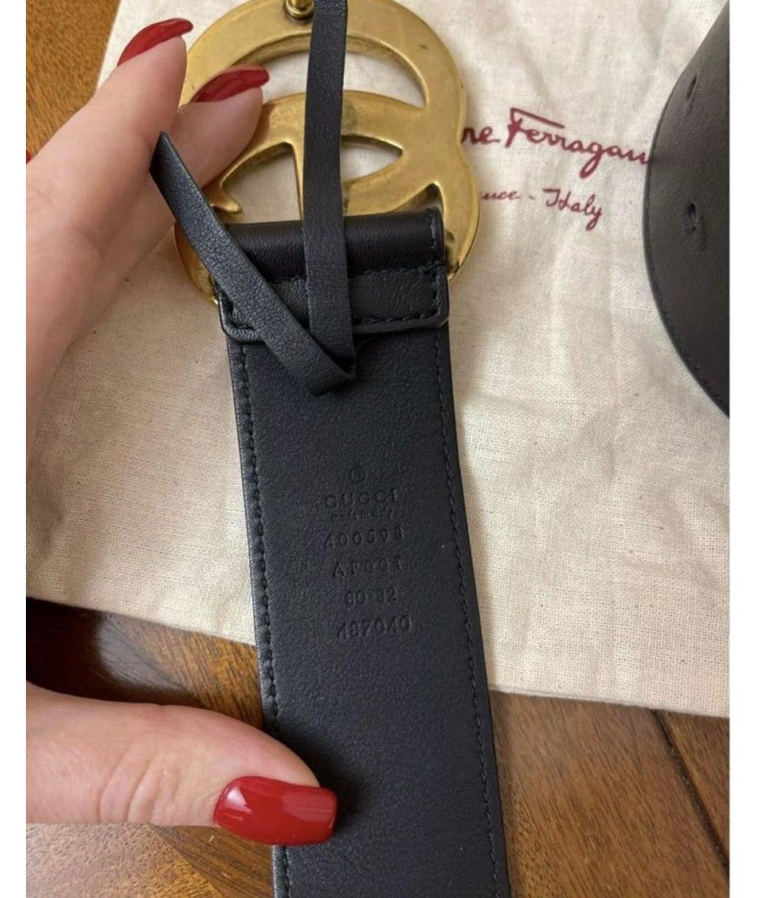GUCCI Черный кожаный ремень, фото 3