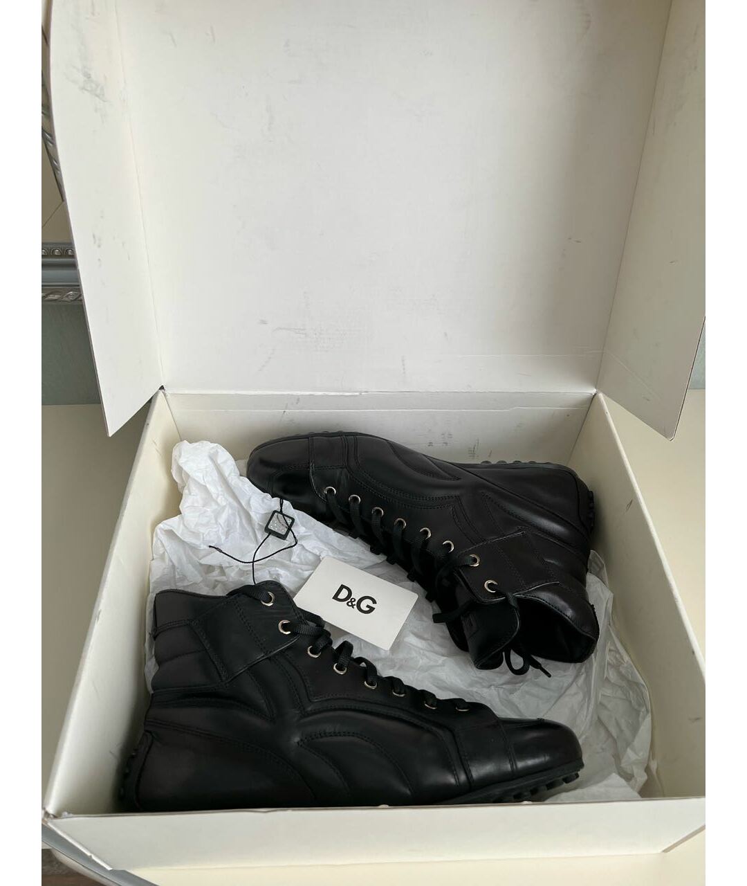 DOLCE&GABBANA Черные кожаные высокие ботинки, фото 6