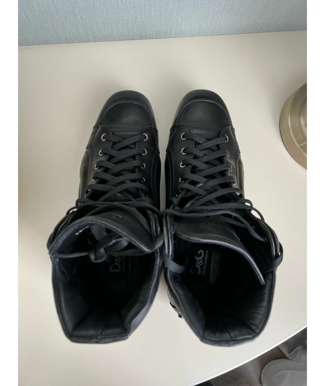 DOLCE&GABBANA Черные кожаные высокие ботинки, фото 3