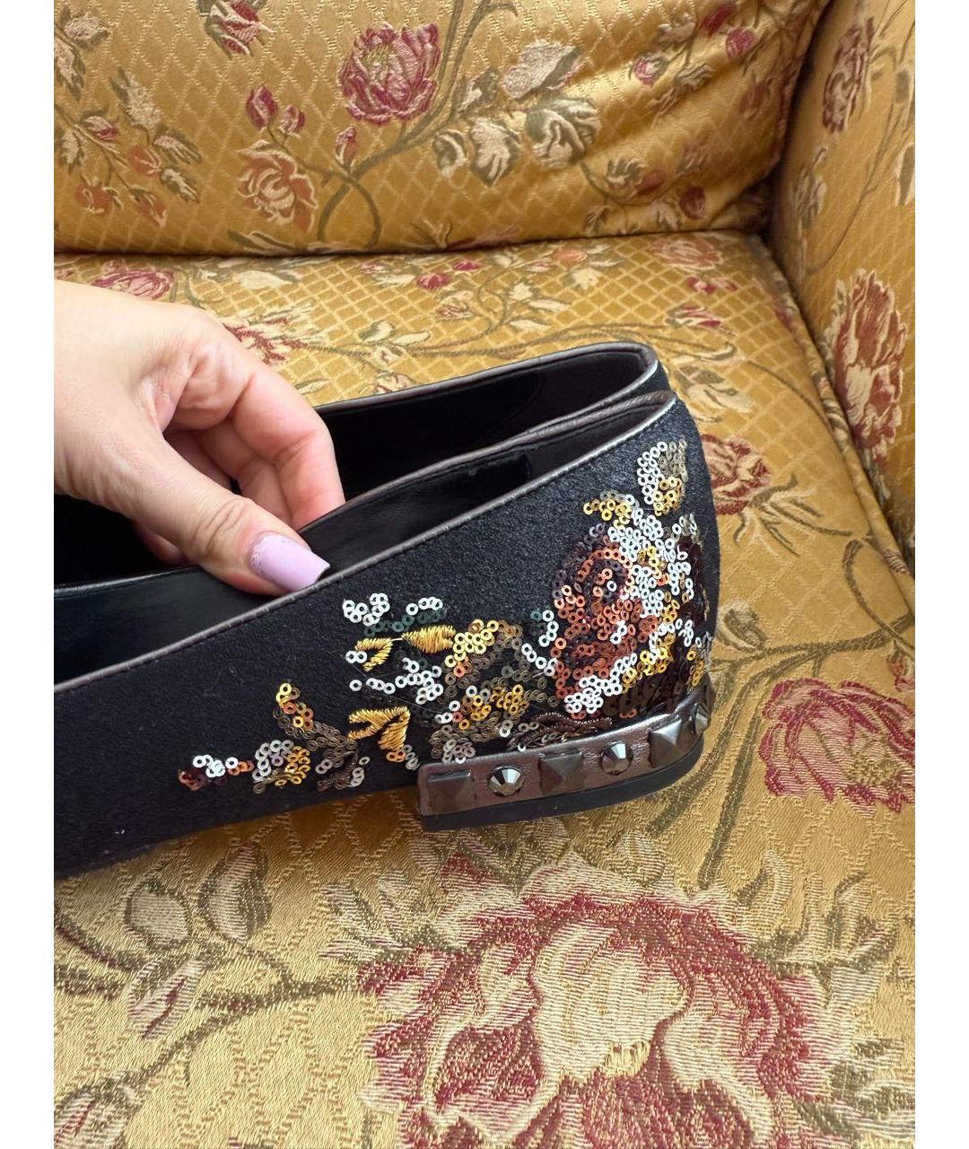DOLCE&GABBANA Черные текстильные лоферы, фото 3