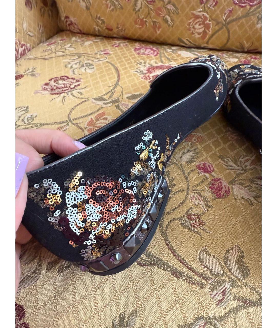 DOLCE&GABBANA Черные текстильные лоферы, фото 5