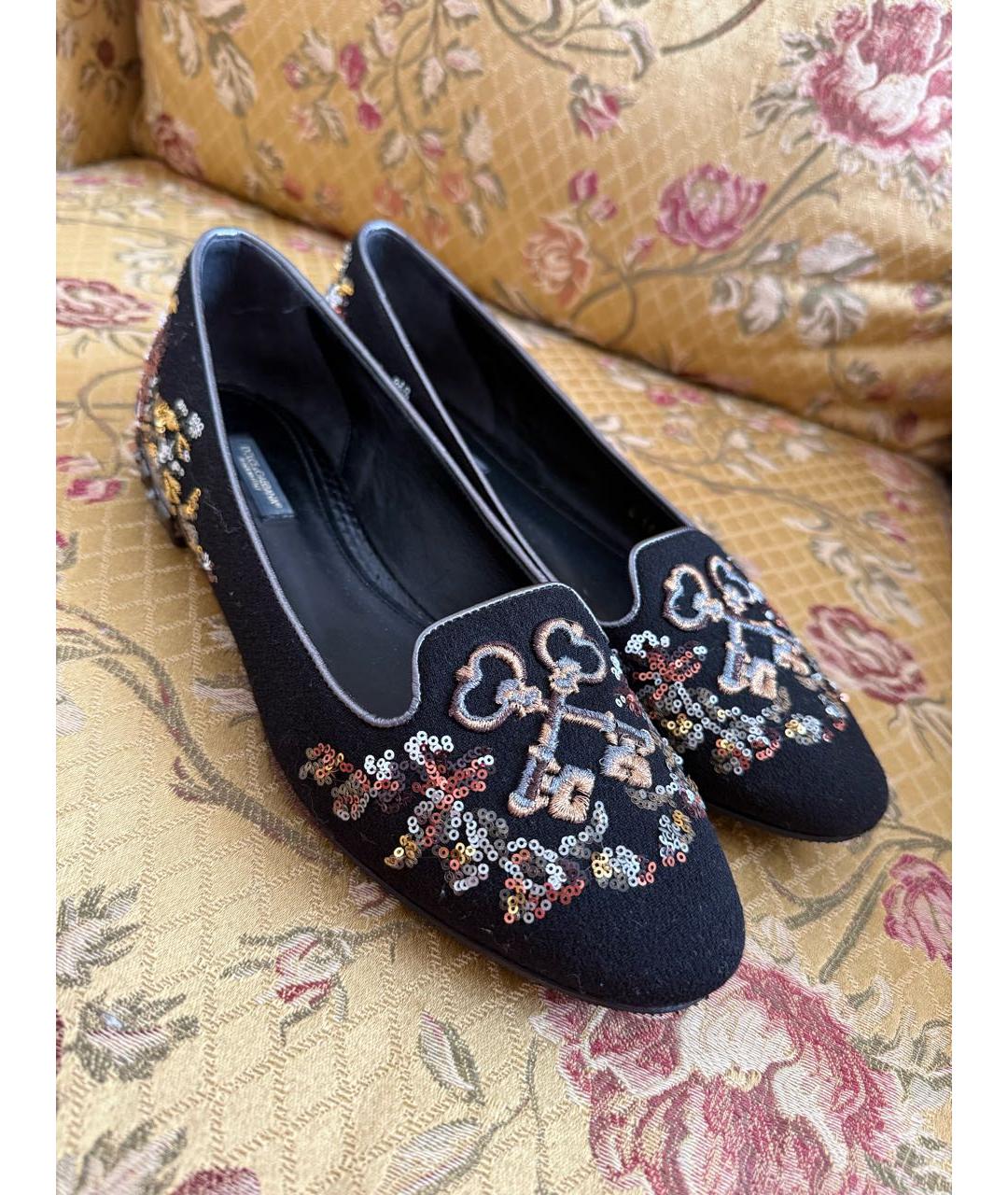 DOLCE&GABBANA Черные текстильные лоферы, фото 9