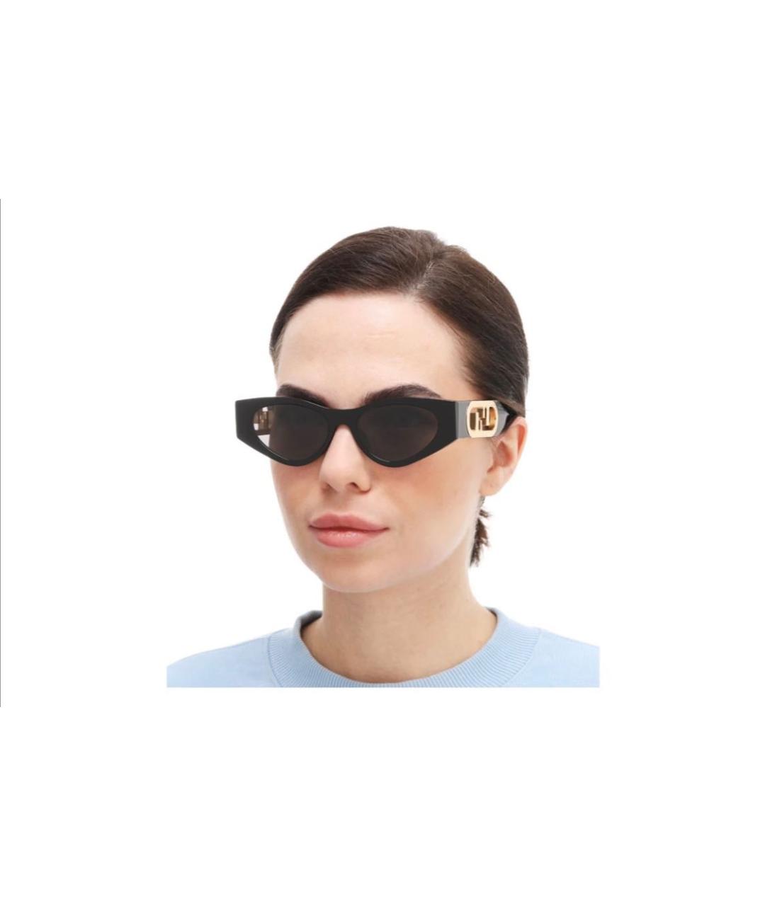 FENDI Черные пластиковые солнцезащитные очки, фото 4