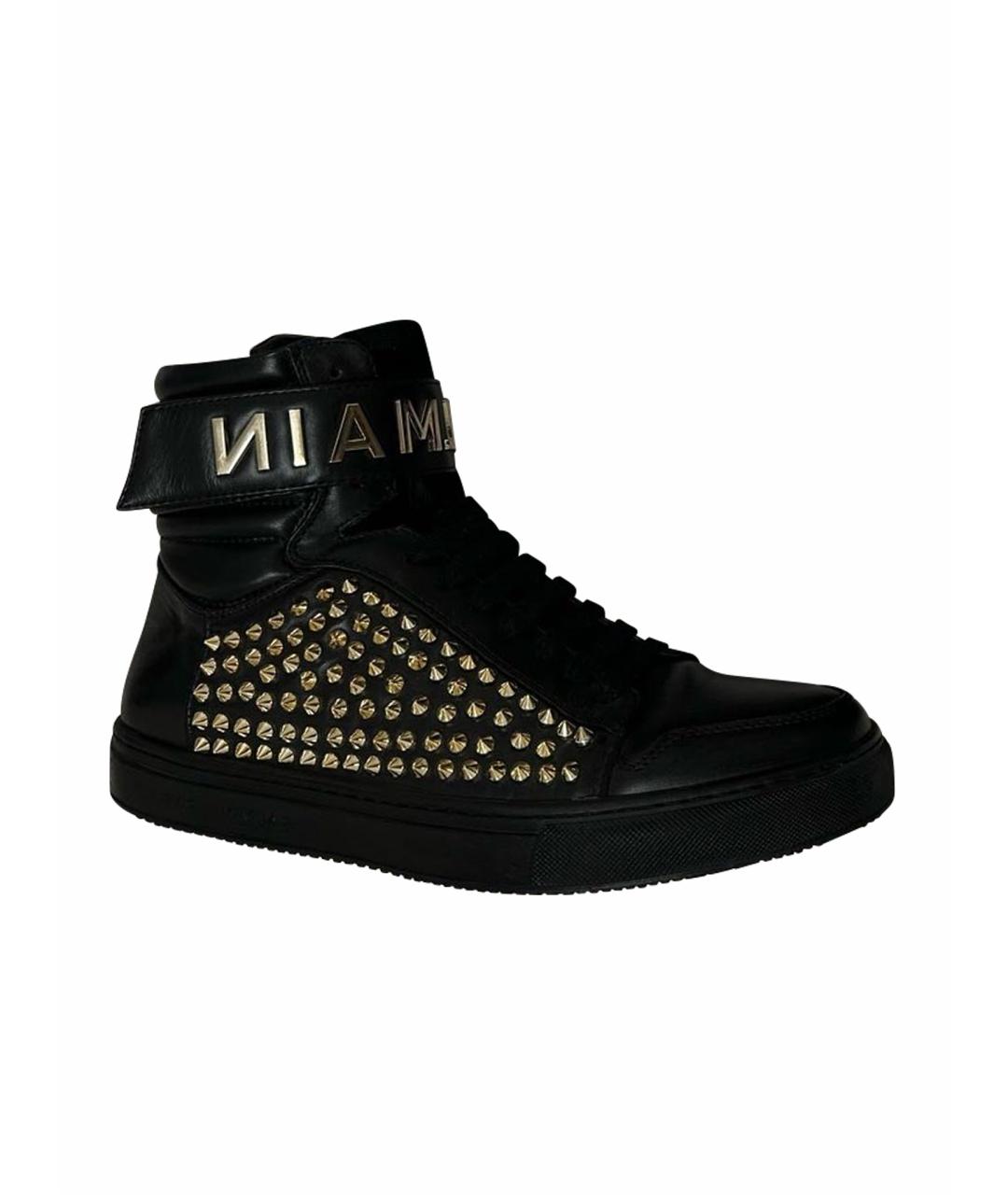 BALMAIN Черные кожаные высокие ботинки, фото 1