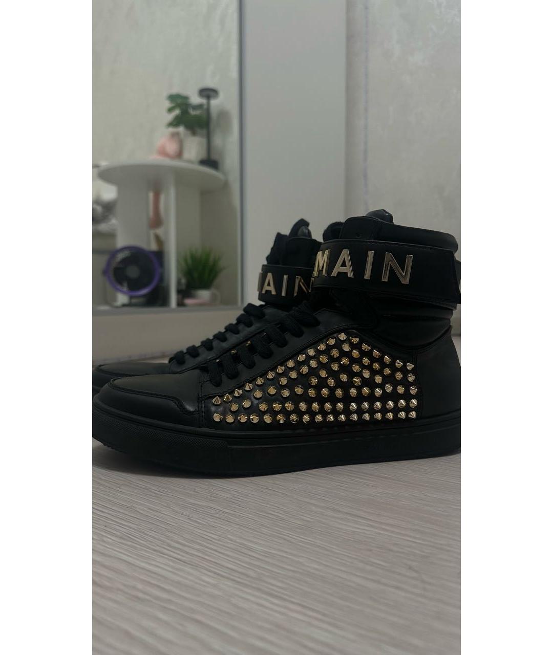 BALMAIN Черные кожаные высокие ботинки, фото 5