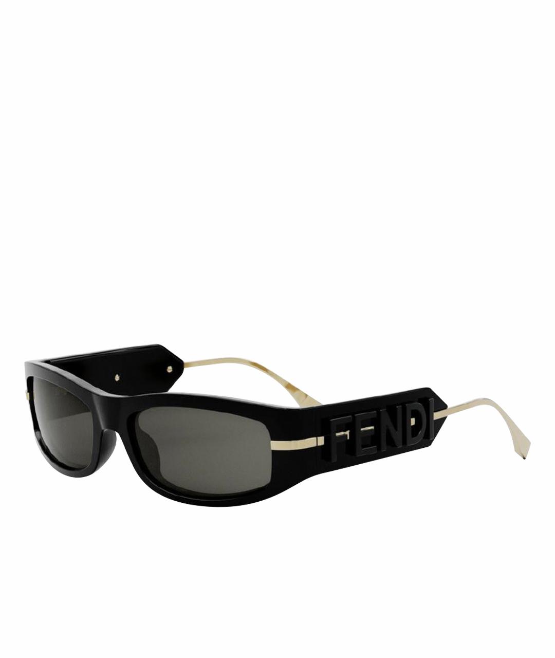 FENDI Черные пластиковые солнцезащитные очки, фото 1