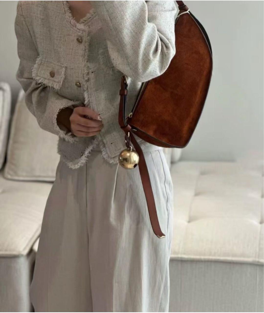 BURBERRY Коричневая замшевая сумка через плечо, фото 4