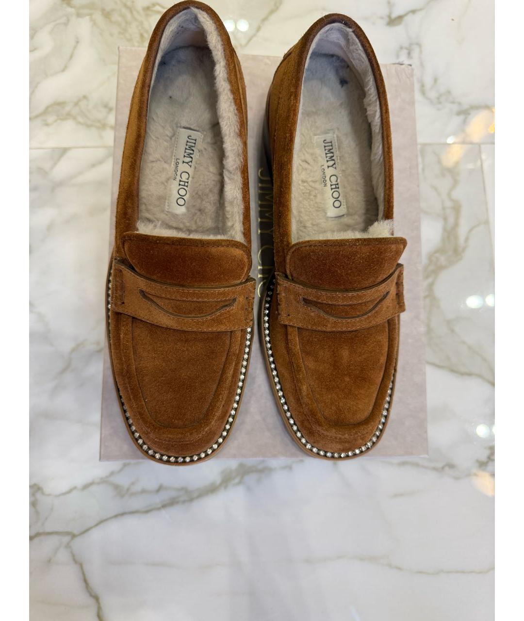 JIMMY CHOO Коричневые замшевые лоферы, фото 3