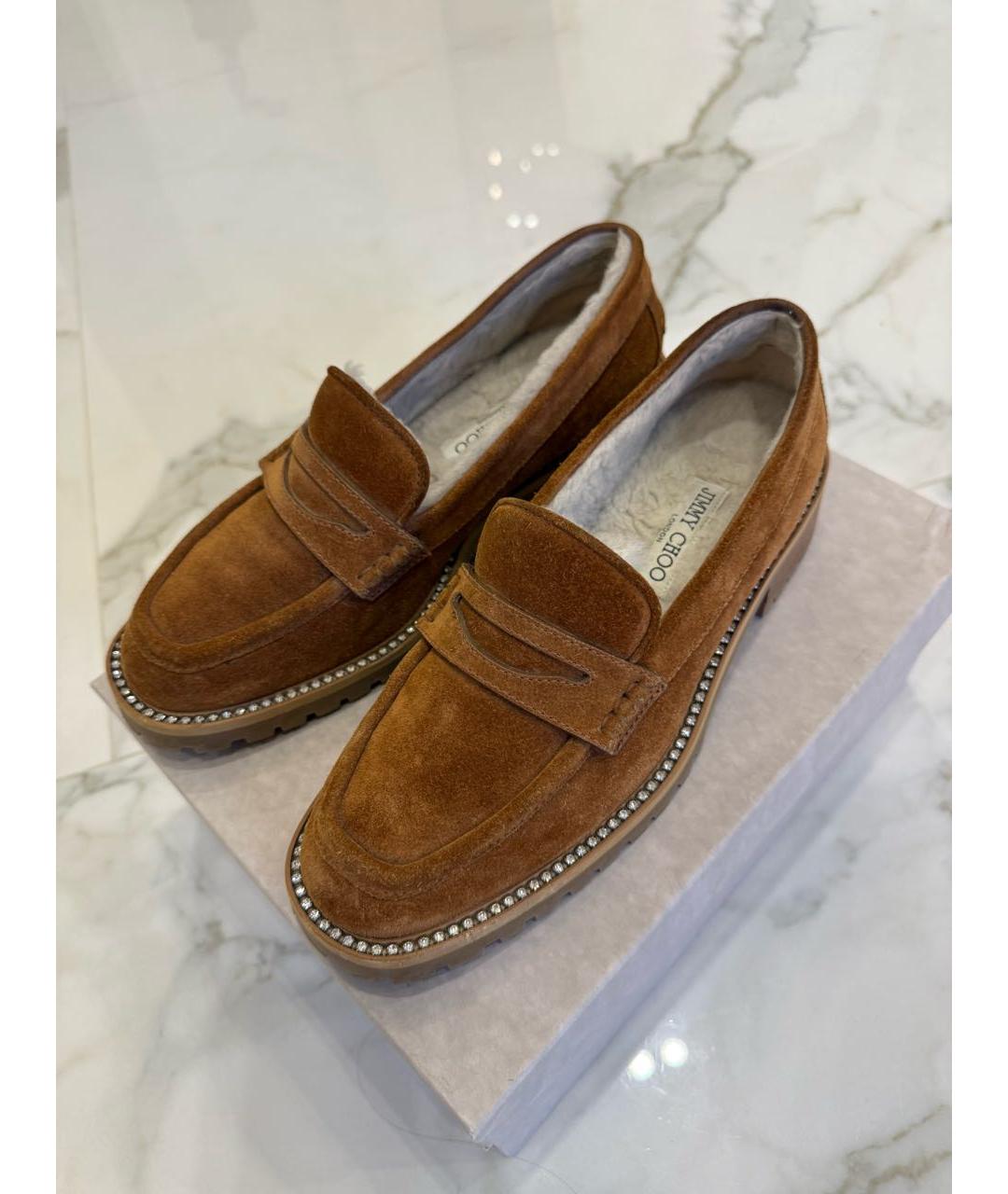 JIMMY CHOO Коричневые замшевые лоферы, фото 2