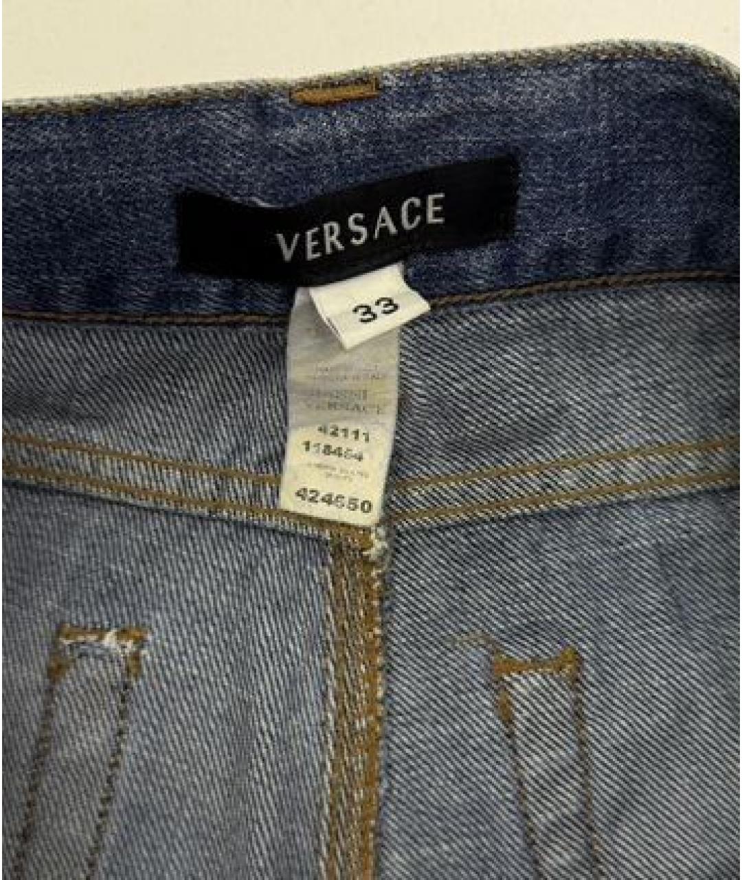 VERSACE Голубые хлопковые прямые джинсы, фото 5