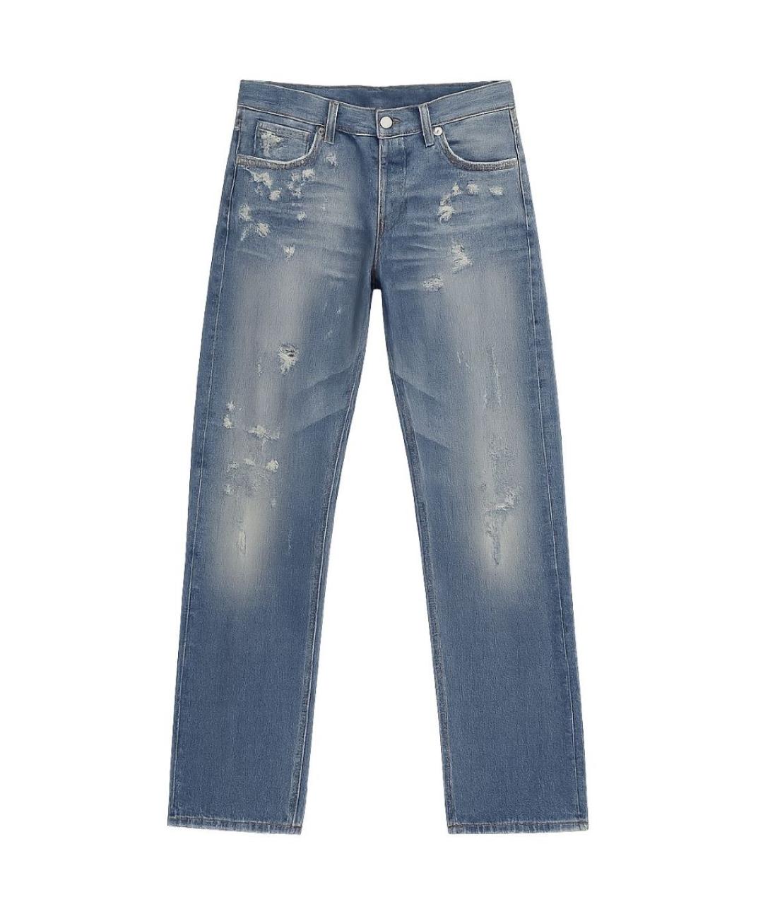 VERSACE Голубые хлопковые прямые джинсы, фото 1