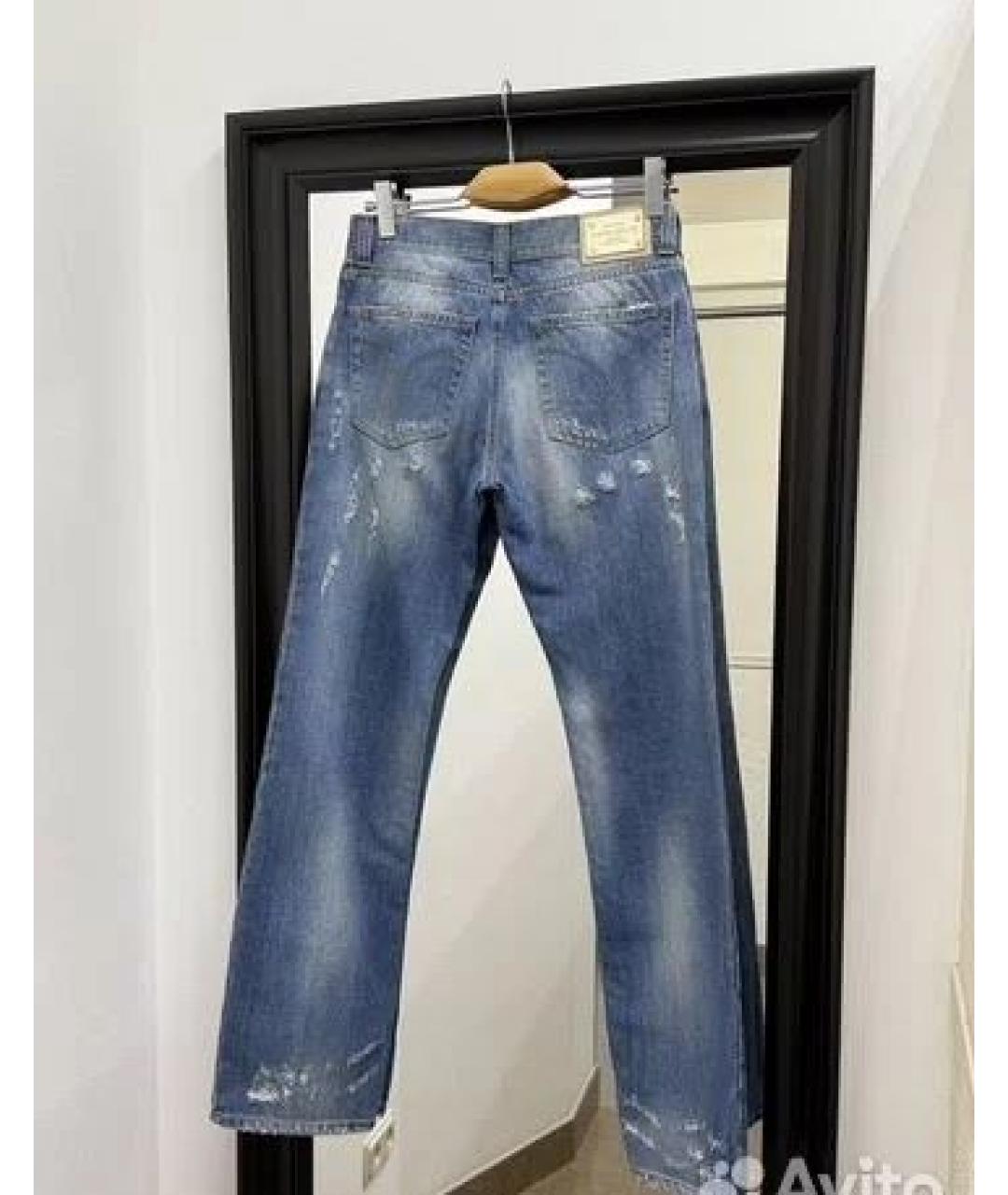 VERSACE Голубые хлопковые прямые джинсы, фото 3