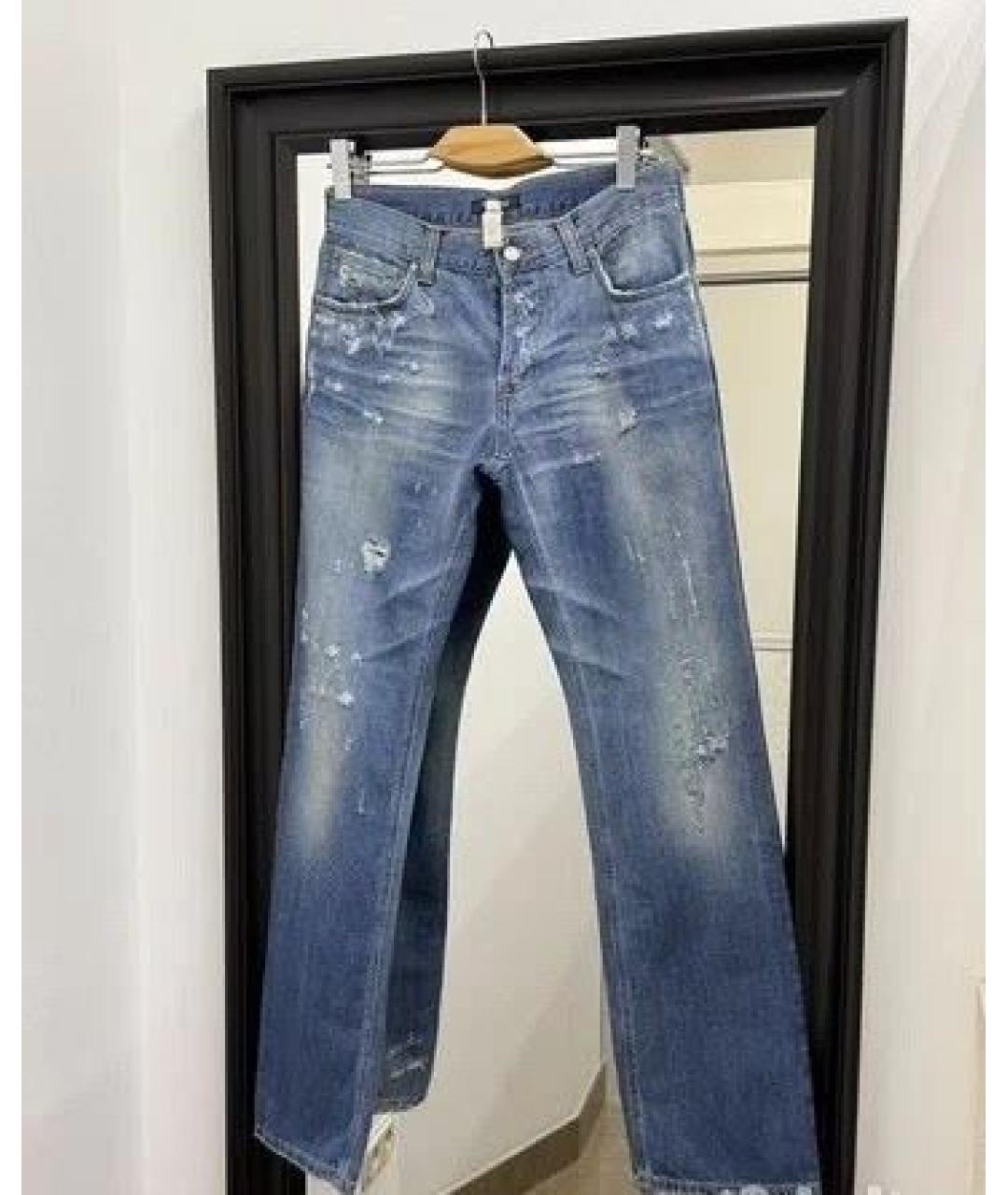 VERSACE Голубые хлопковые прямые джинсы, фото 2