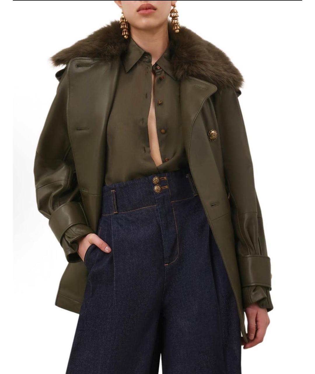 ZIMMERMANN Зеленая кожаная куртка, фото 3