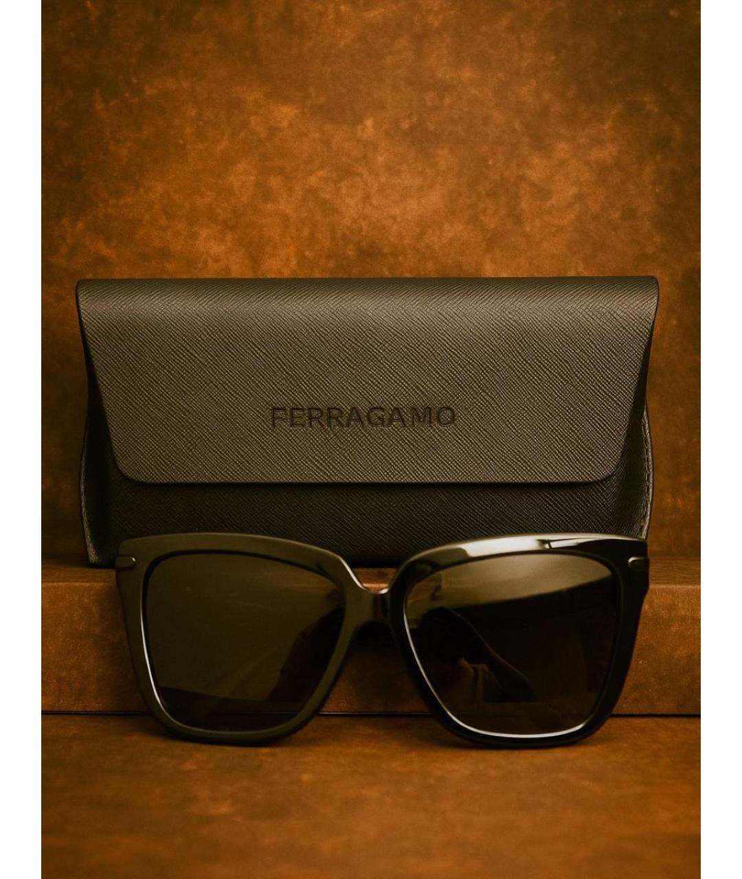 FERRAGAMO Черные пластиковые солнцезащитные очки, фото 9
