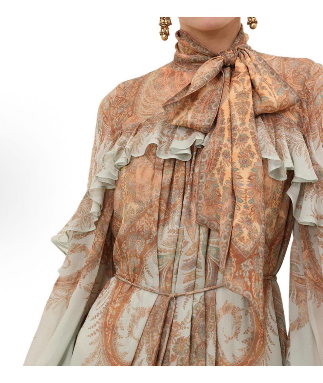 ZIMMERMANN Бежевое вискозное коктейльное платье, фото 5