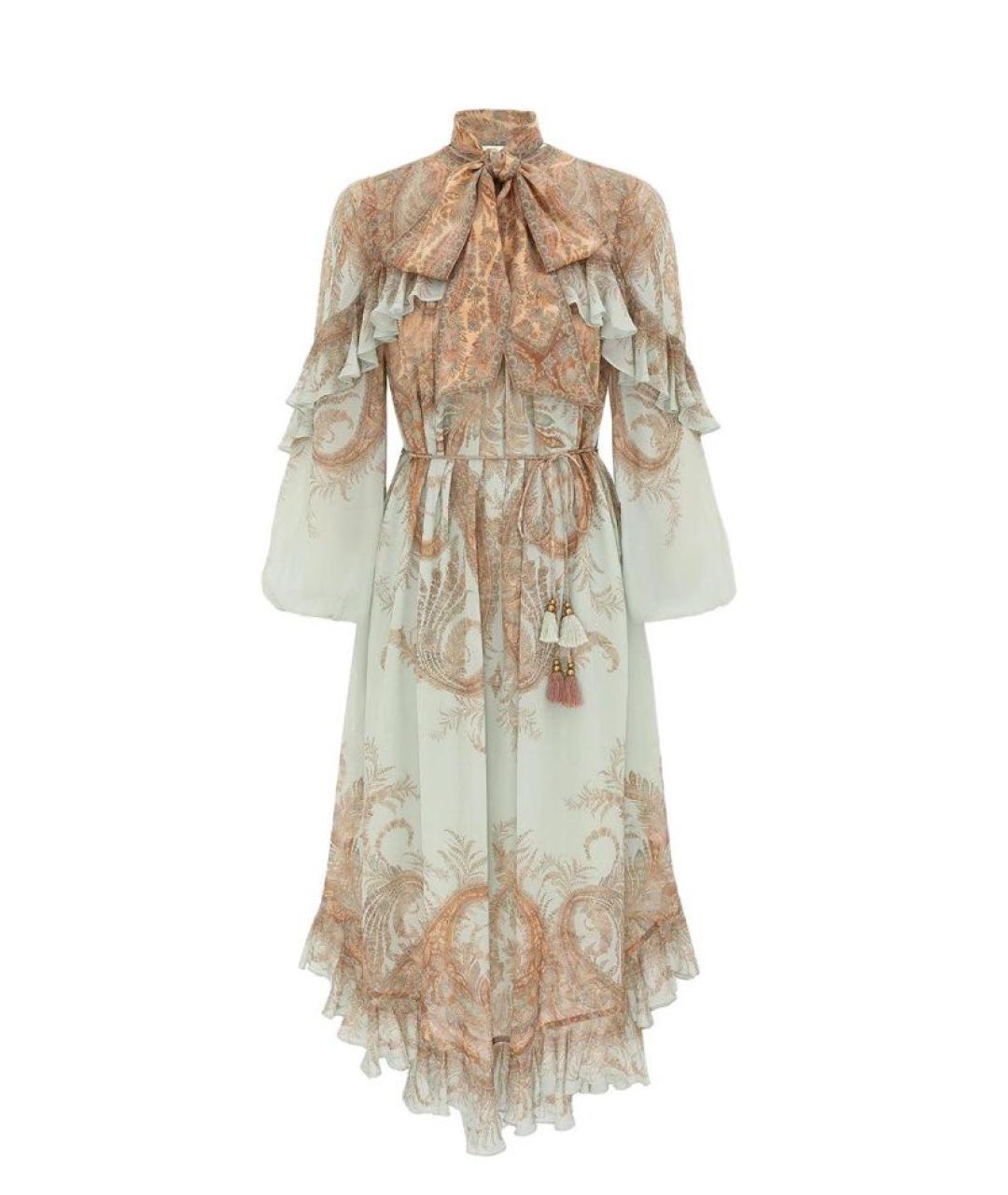 ZIMMERMANN Бежевое вискозное коктейльное платье, фото 1