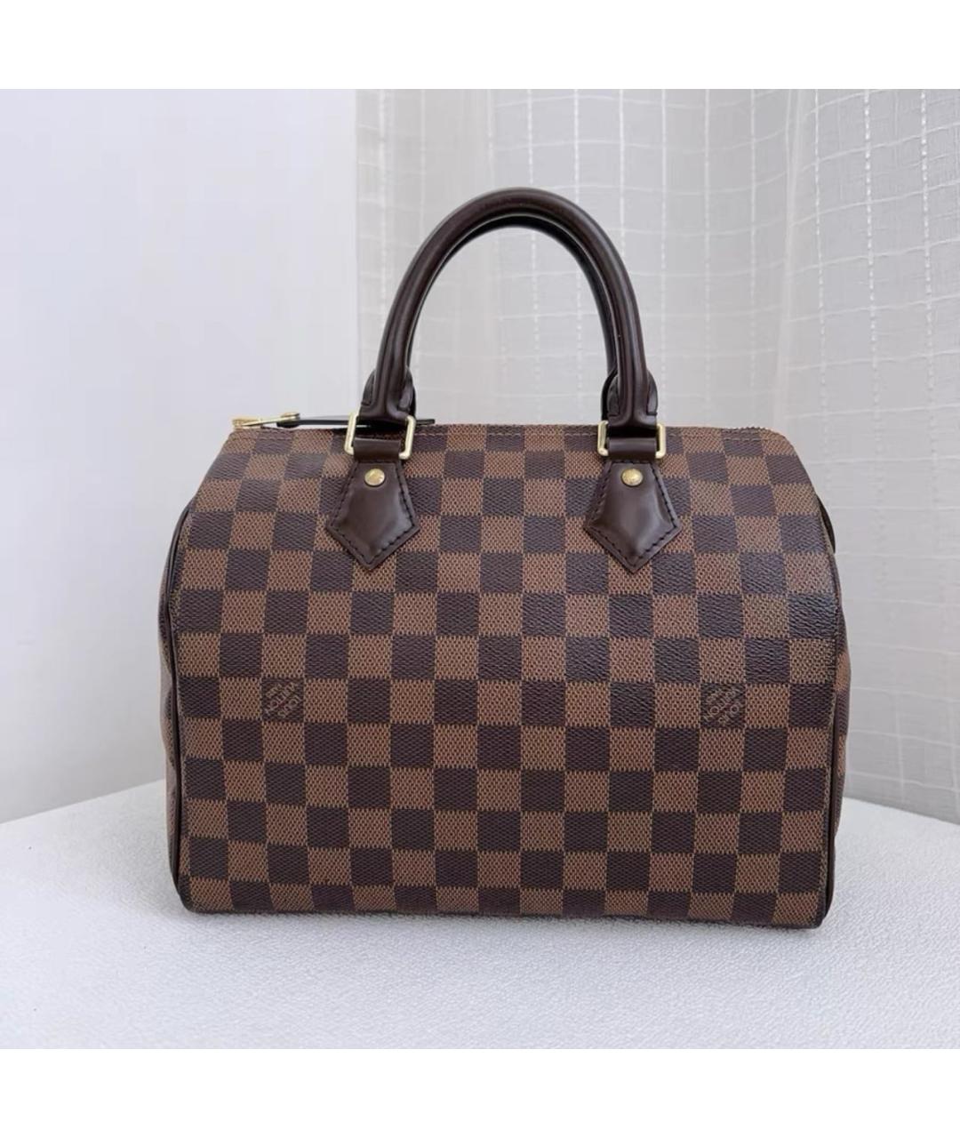 LOUIS VUITTON Коричневая кожаная сумка с короткими ручками, фото 8
