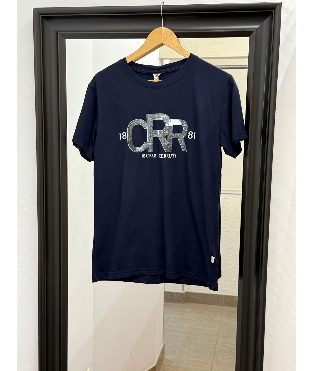 CERRUTI 1881 Темно-синяя хлопковая футболка, фото 6