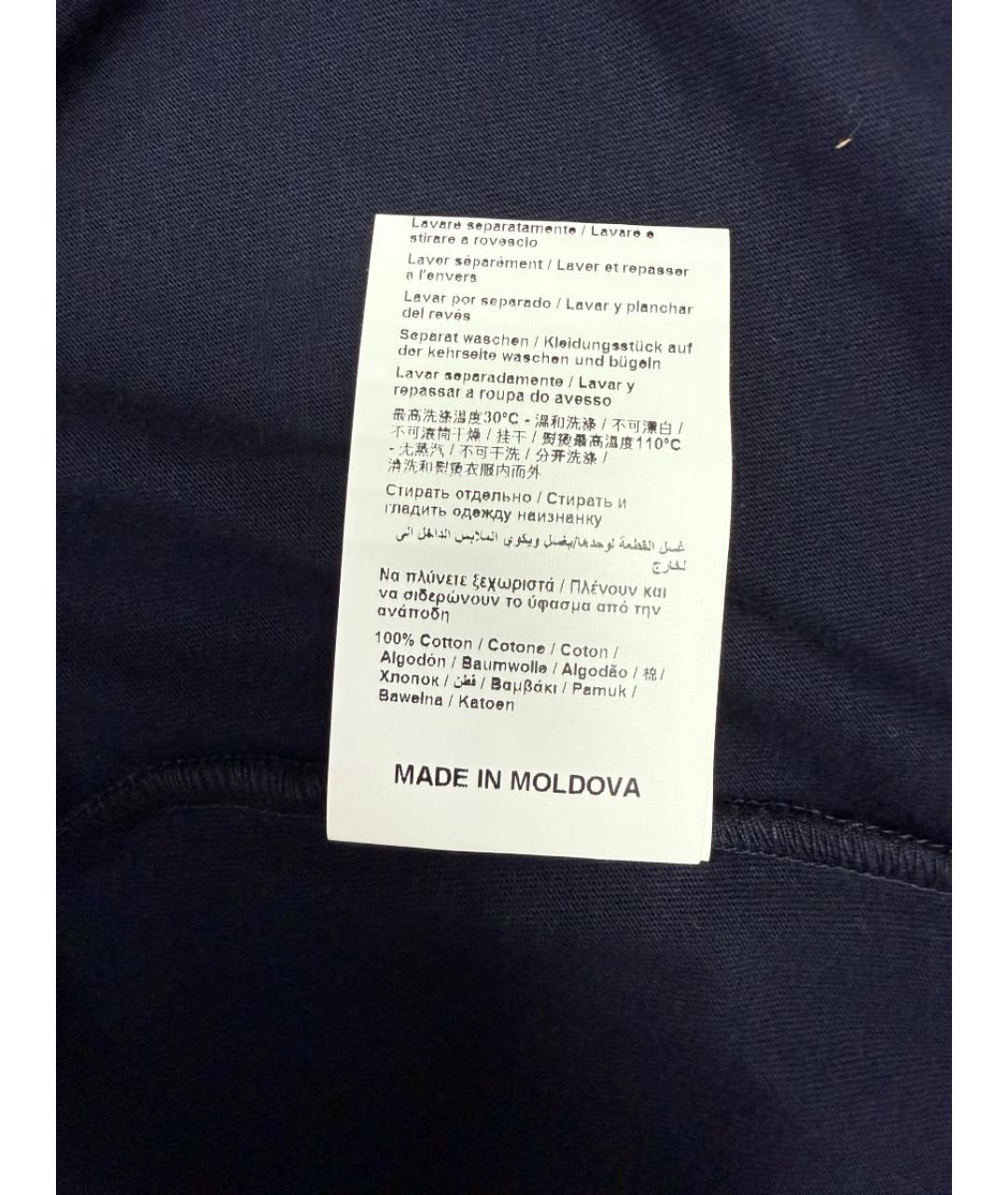 CERRUTI 1881 Темно-синяя хлопковая футболка, фото 5