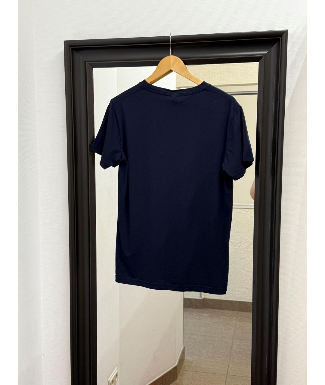 CERRUTI 1881 Темно-синяя хлопковая футболка, фото 2