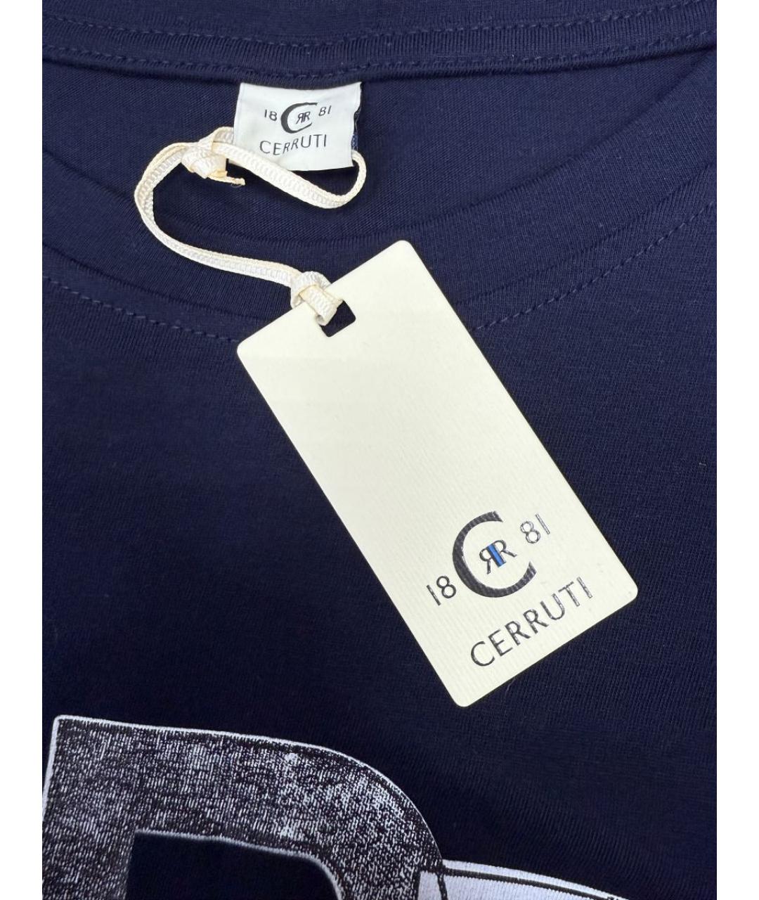 CERRUTI 1881 Темно-синяя хлопковая футболка, фото 3