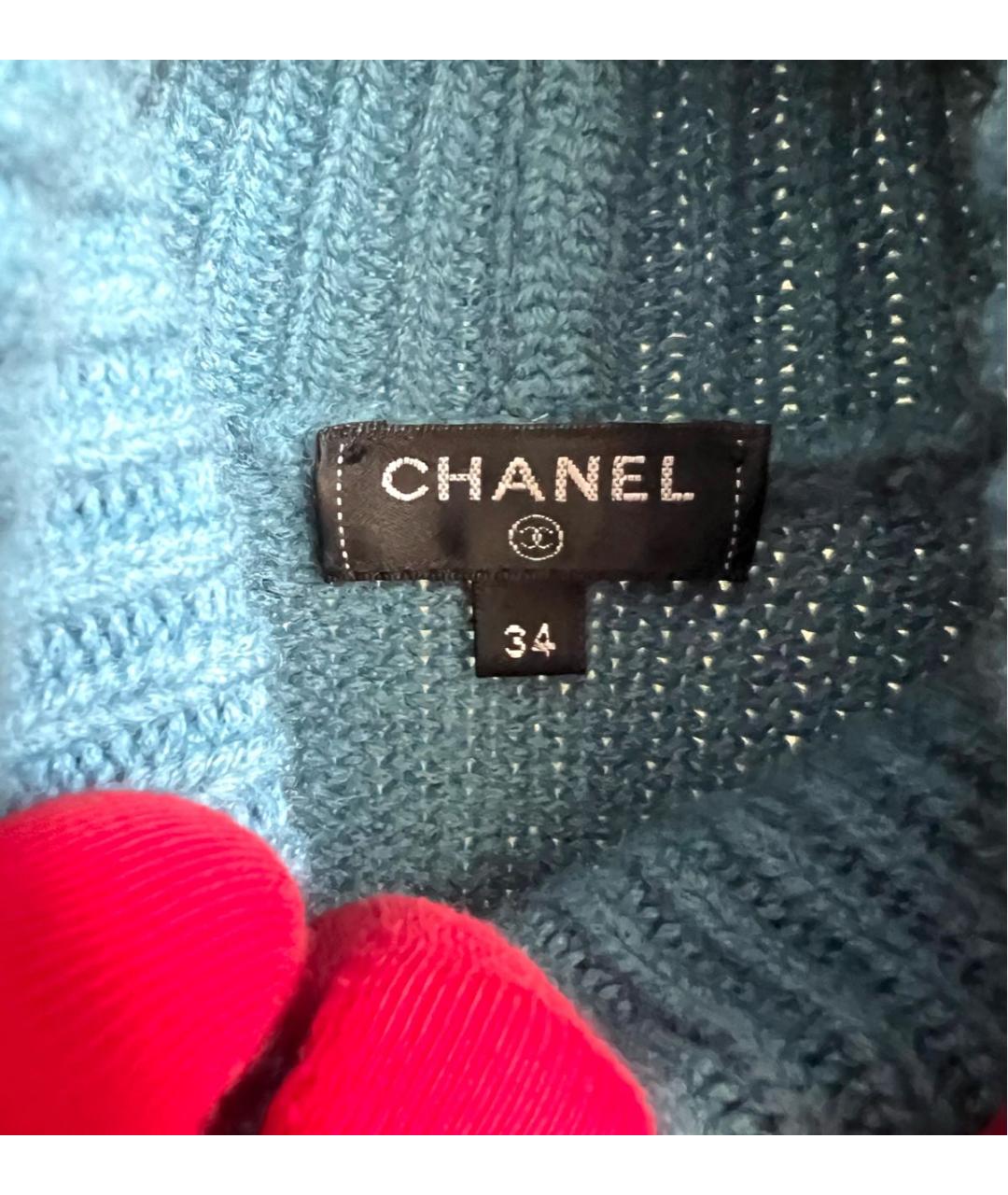 CHANEL Голубой шерстяной джемпер / свитер, фото 7