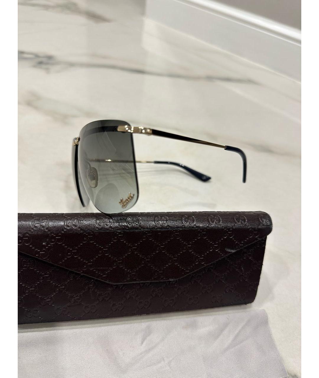 GUCCI Золотые металлические солнцезащитные очки, фото 3