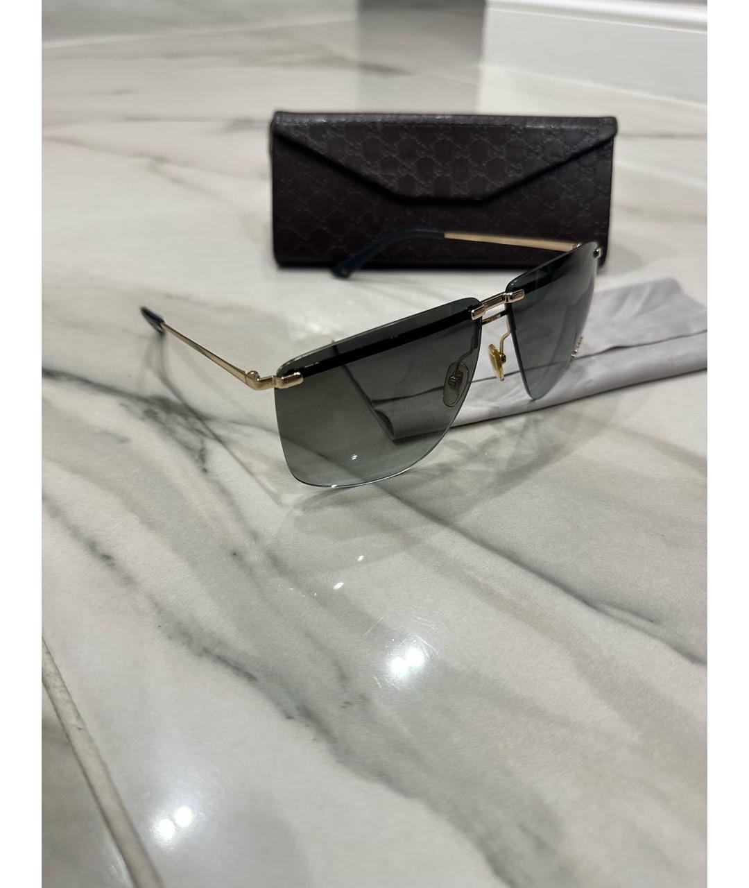 GUCCI Золотые металлические солнцезащитные очки, фото 7