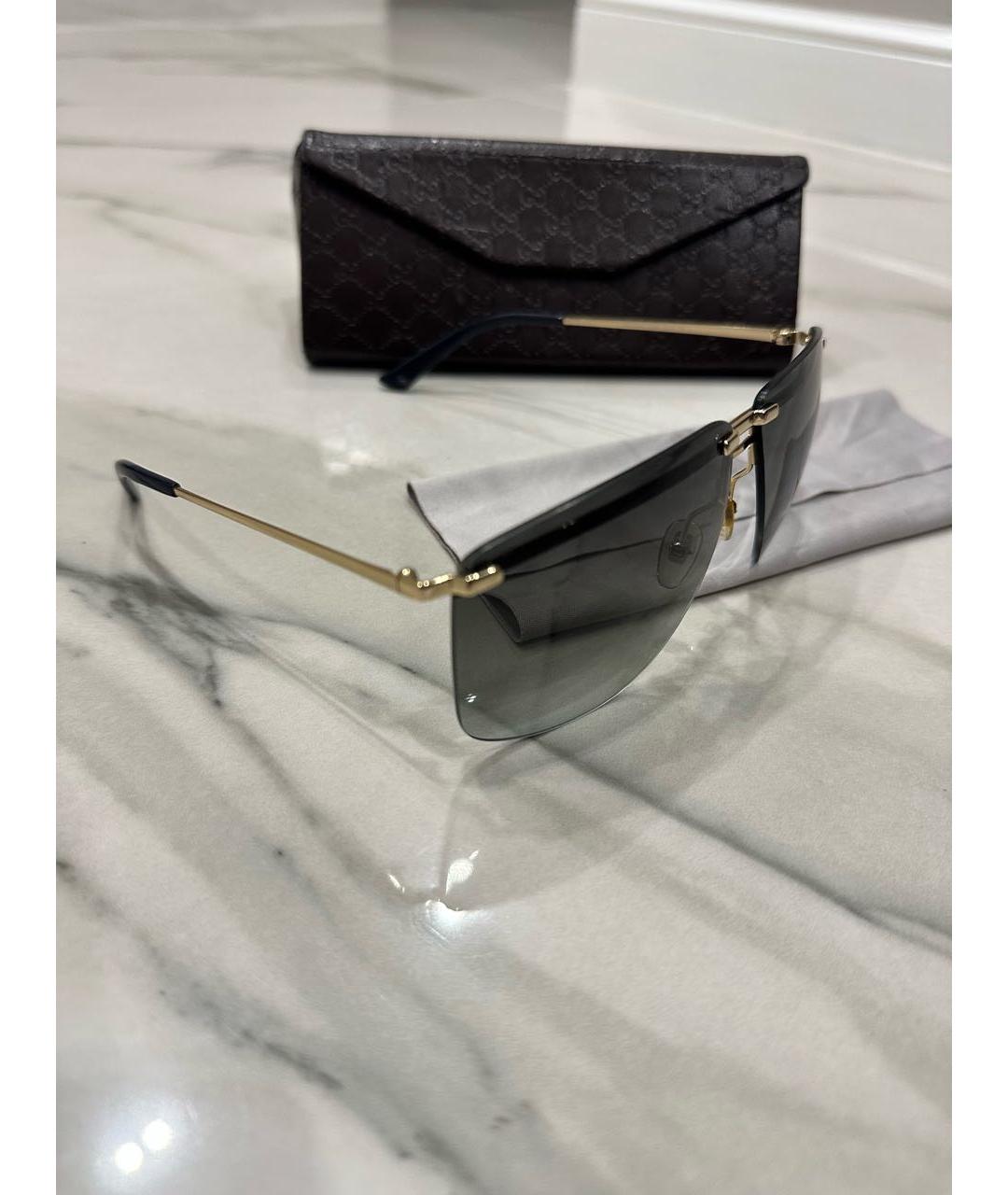 GUCCI Золотые металлические солнцезащитные очки, фото 4