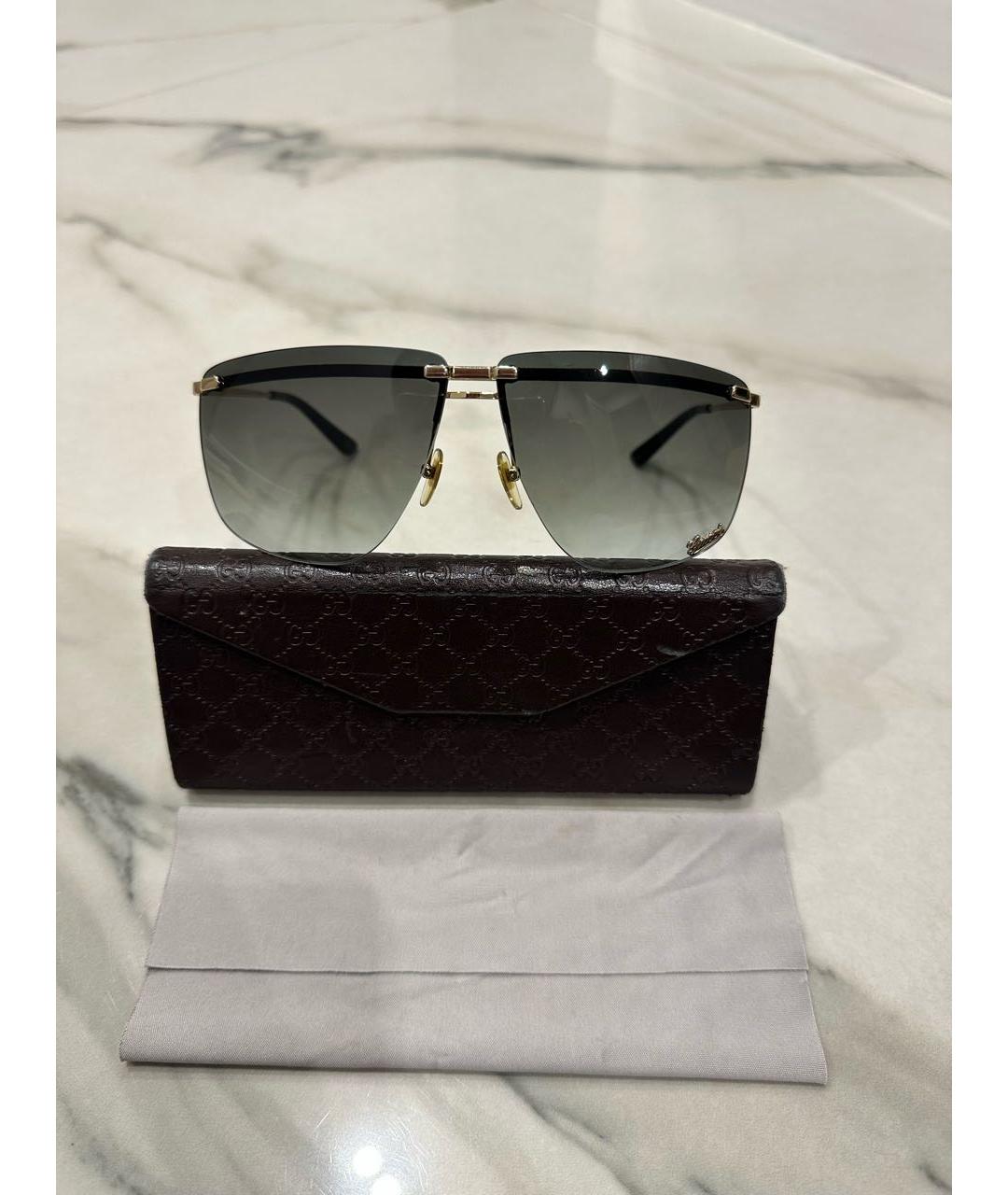 GUCCI Золотые металлические солнцезащитные очки, фото 9