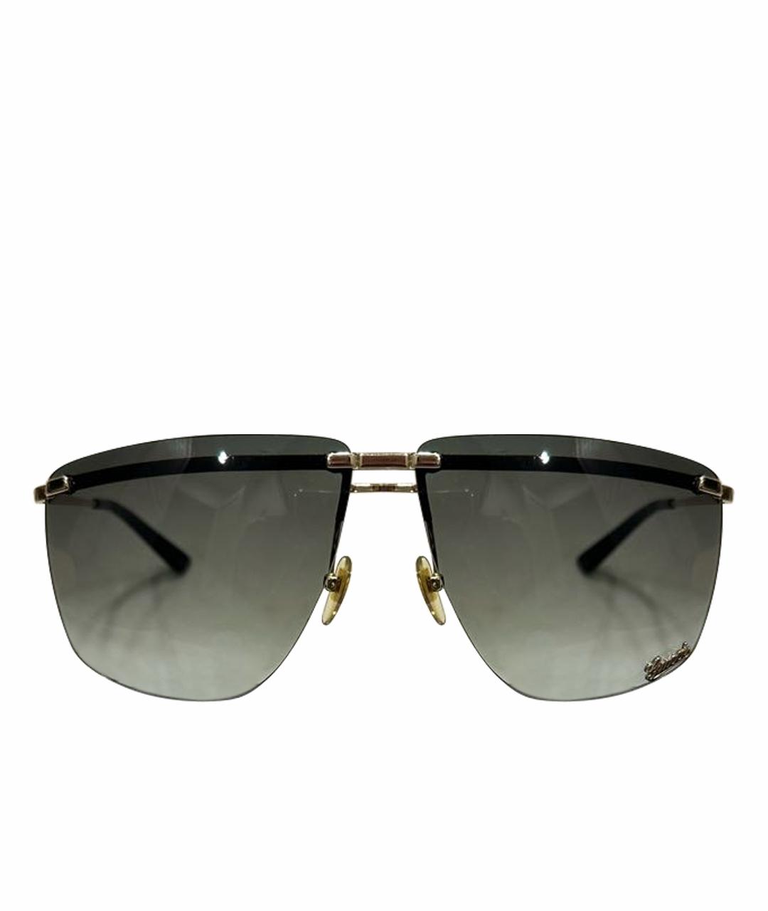 GUCCI Золотые металлические солнцезащитные очки, фото 1