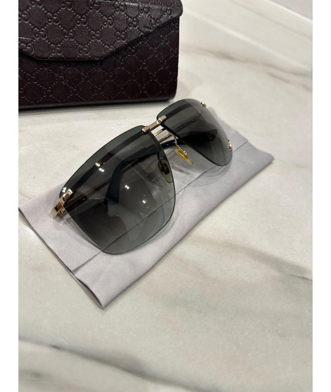 GUCCI Золотые металлические солнцезащитные очки, фото 8