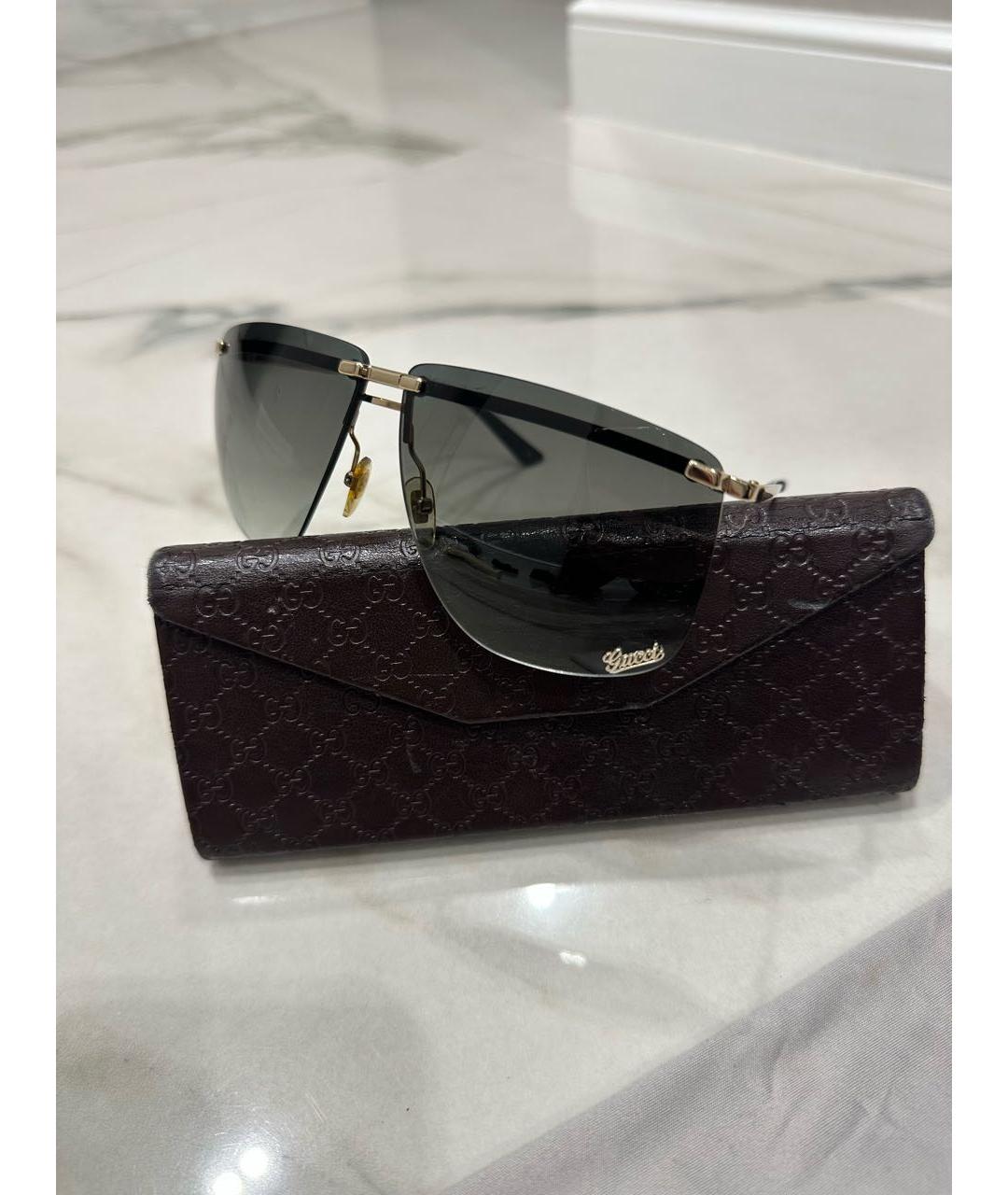 GUCCI Золотые металлические солнцезащитные очки, фото 5